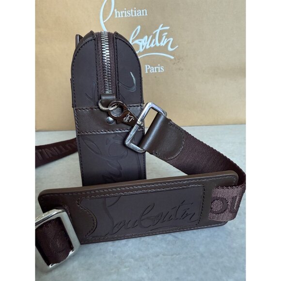 Christian Louboutin 3225098 Ruisbuddy Zipped Leather Crossbody Bag Cosme Brown - Picture 3 of 15